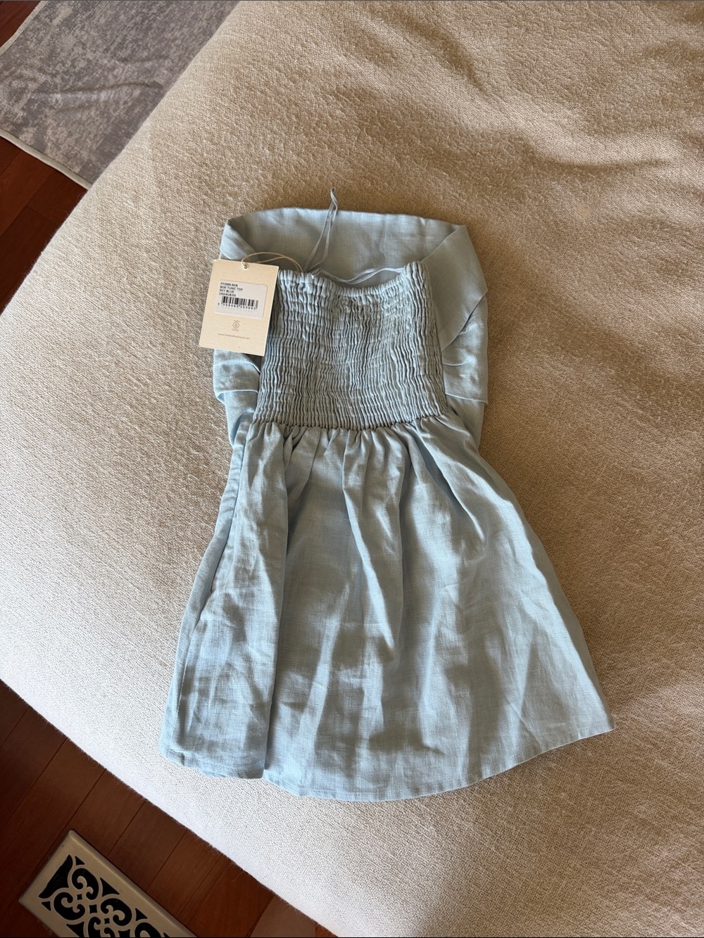 🩵Faithfull the Brand Light Blue Strapless Linen Tunic Tank Top - Picture 3 of 7
